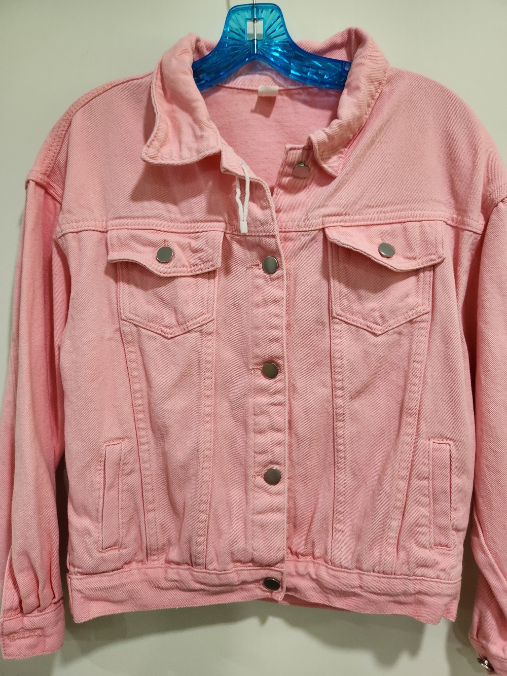 Soft Pink Denim Jean Jacket with Snap Front
